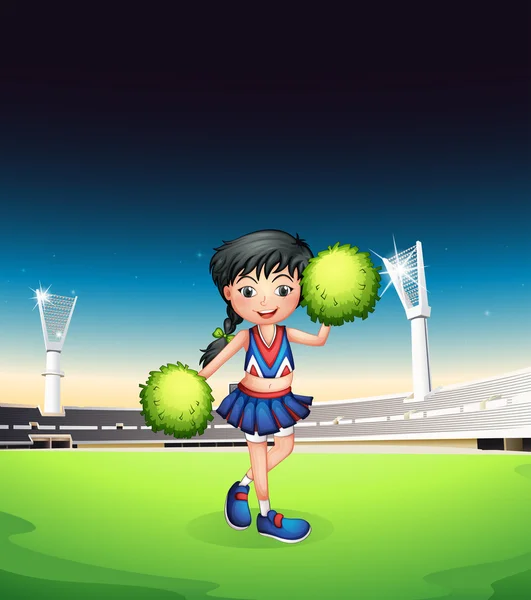 Une pom-pom girl sur le terrain de football — Image vectorielle
