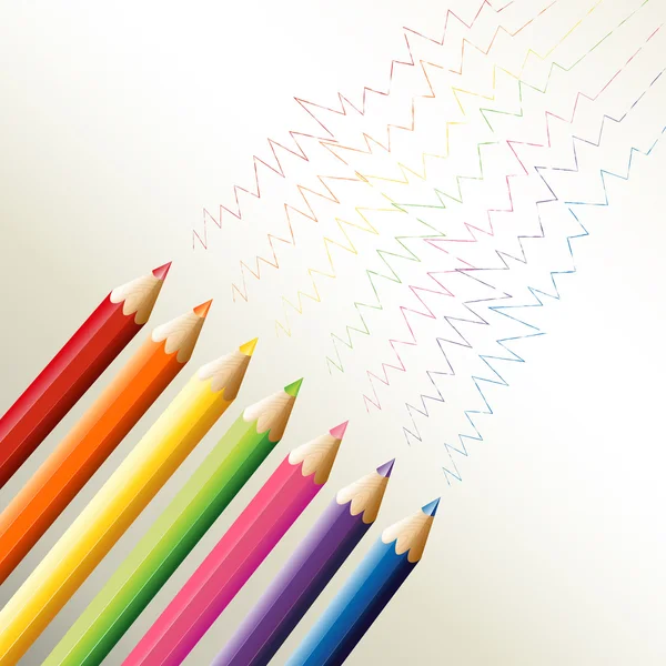 Crayons colorés avec des lignes en zigzag — Image vectorielle