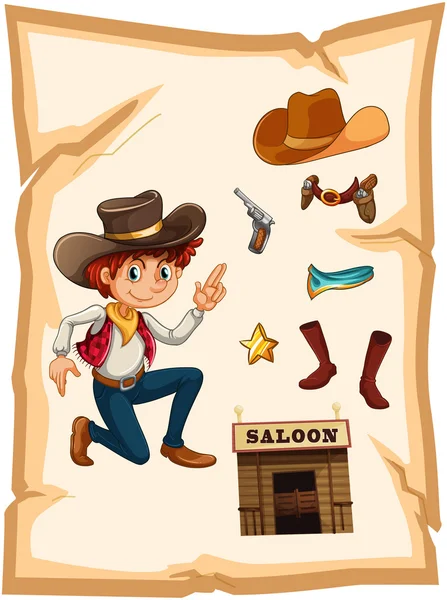 Une affiche avec un cow-boy et un bar à saloon — Image vectorielle