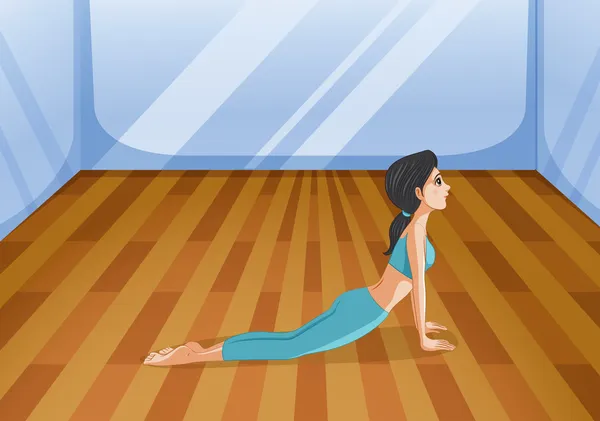 Yoga yaparken bir kız — Stok Vektör