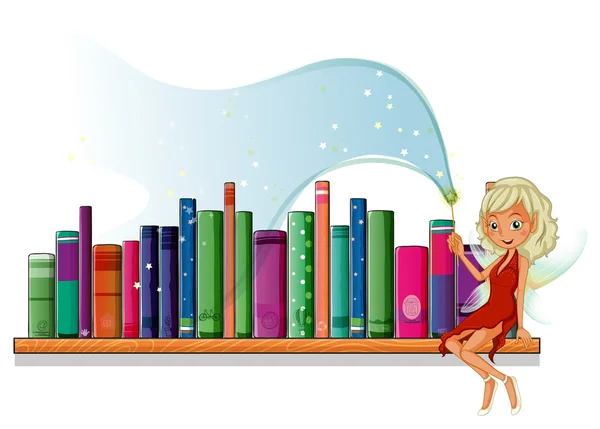 A fairy in the library — Stock Vector