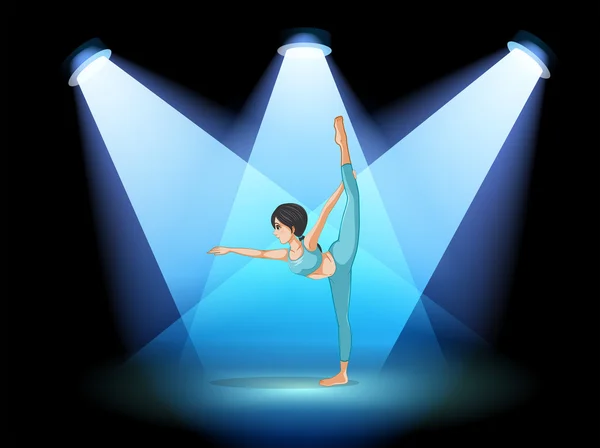 Жінка танцює під прожекторами — стоковий вектор