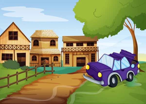 A car accident at the pathway going to the farm Royalty Free Stock Illustrations