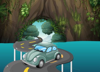 Mağaranın içinden geçen bir eğri yol