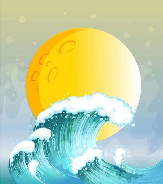 The big wave and the big sun — Stock Vector