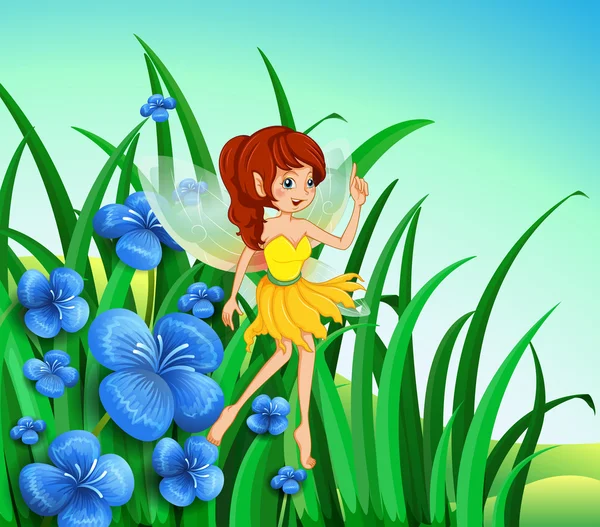 A fairy guarding the flowers — Stock Vector