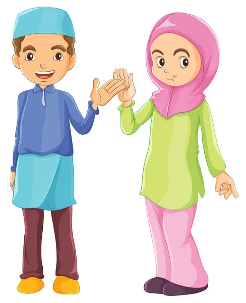 A male and a female Muslim — Stock Vector