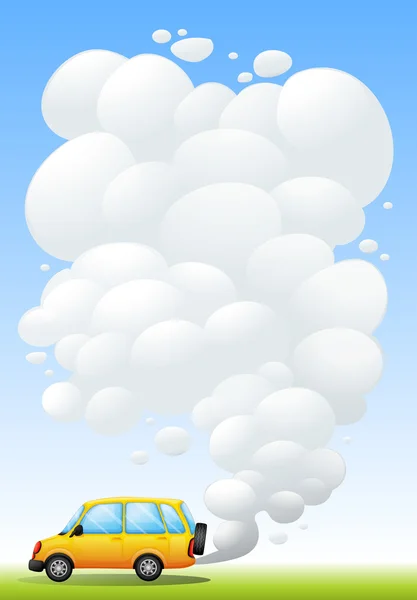 Une camionnette jaune émettant de la fumée — Image vectorielle