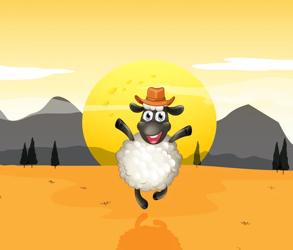 Un mouton au milieu du désert — Image vectorielle