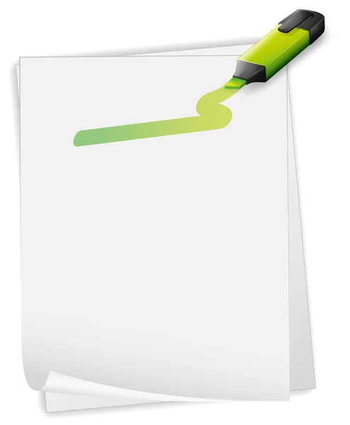Ein leeres Papier mit grünem Marker — Stockvektor