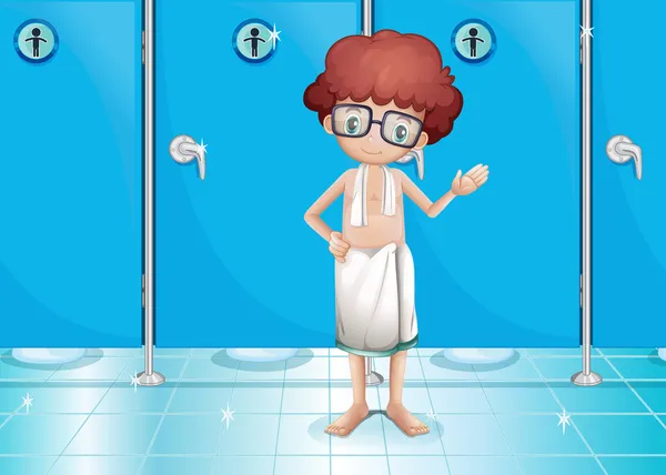 Un niño pequeño en el baño — Vector de stock