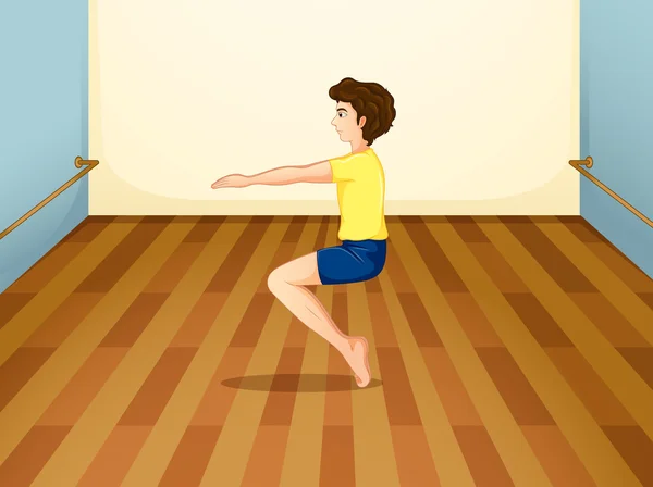 Un chico balanceando su cuerpo — Vector de stock