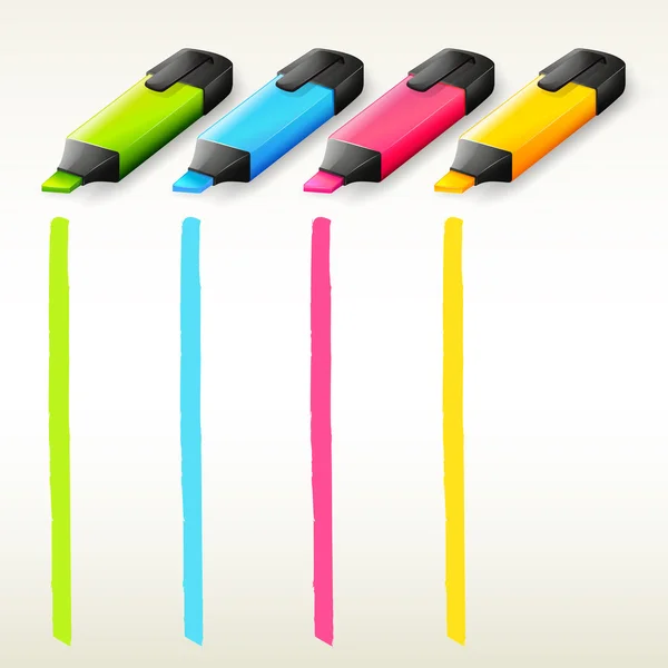 다채로운 형광펜 — 스톡 벡터