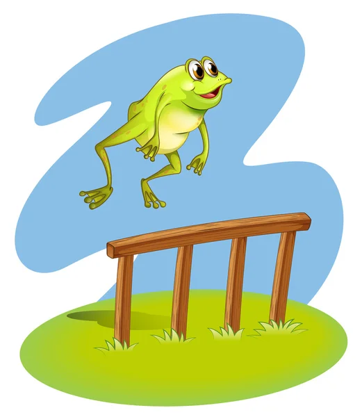 A green frog hopping — Stock Vector