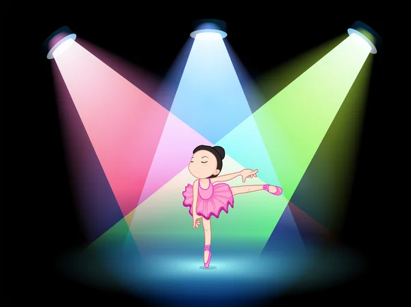 Een podium met een schattig ballerina in het midden — Stockvector