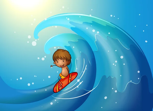 A little man surfing — Stock Vector