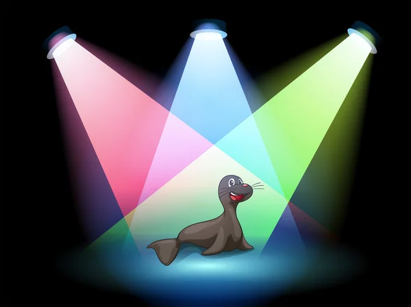 A seal in the middle of the stage — Stock Vector