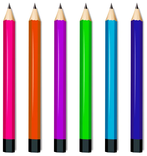 Six colorful pencils — Stock Vector