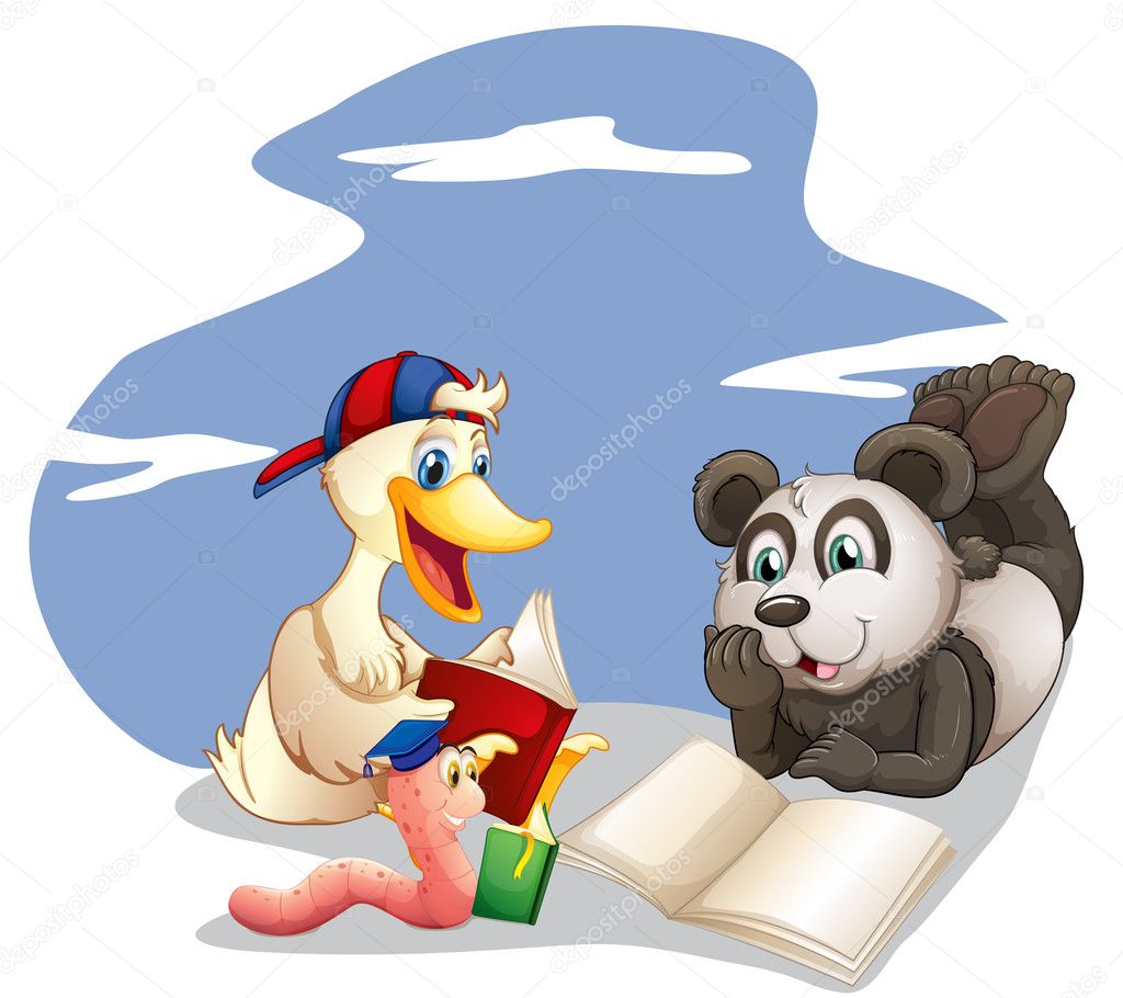 Animals reading books