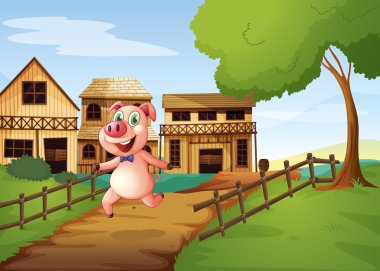 mutlu bir şekilde çalışan bir domuz