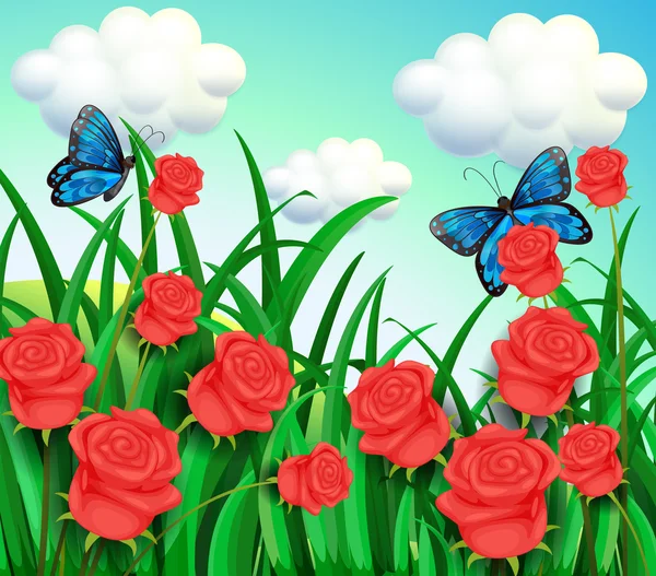 Papillons dans le jardin — Image vectorielle