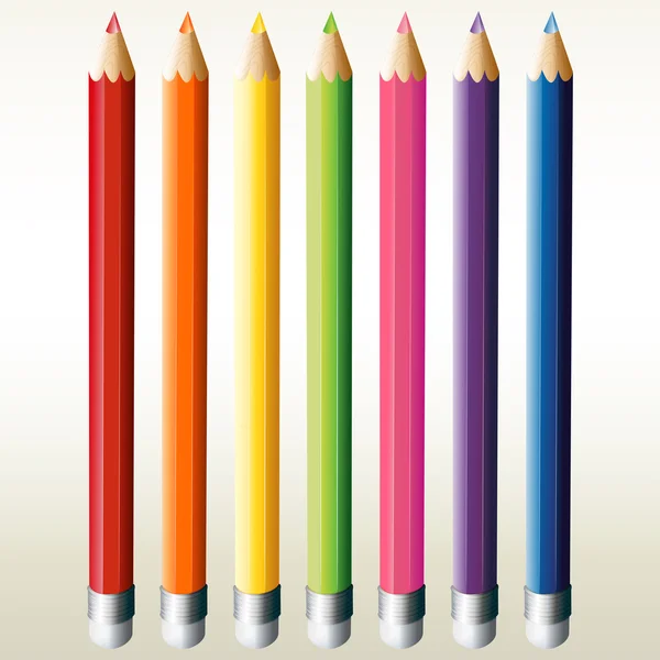 Seven colorful pencils — Stock Vector