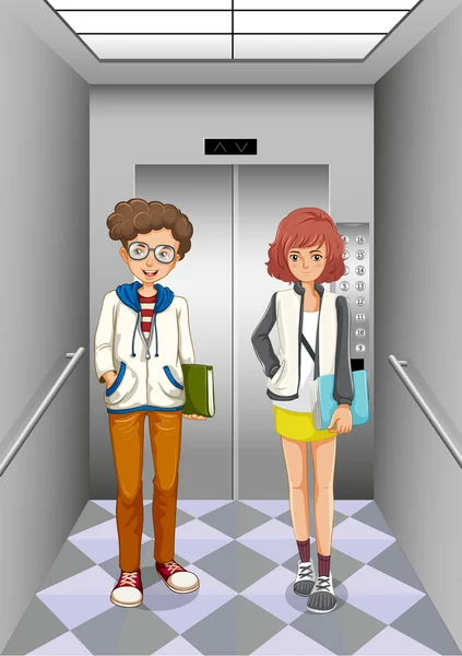 Zwei Frauen im Fahrstuhl — Stockvektor