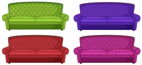 Four colorful sofas — Stock Vector