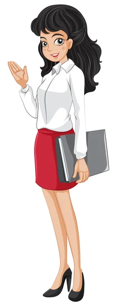 Ein Büromädchen hält einen Ordner — Stockvektor