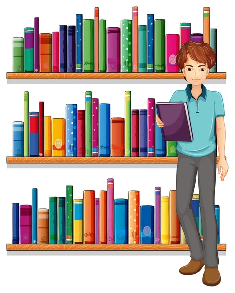 A man in the library — Stock Vector