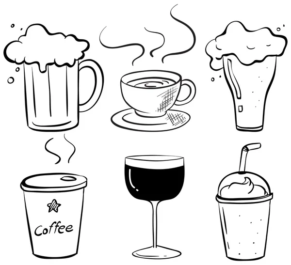 Doodle konstrukce různých druhů nápojů — Stockový vektor