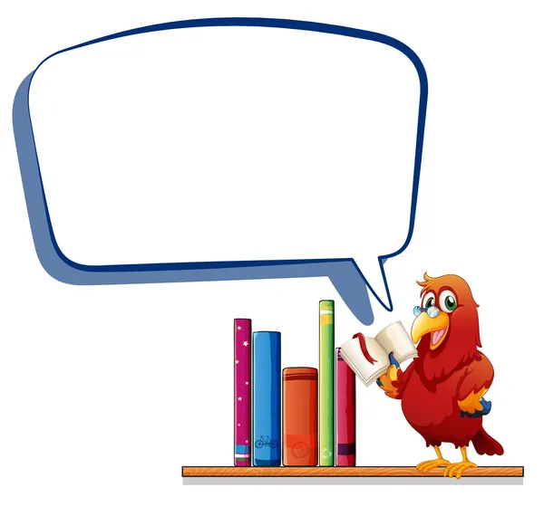 A parrot reading a book with an empty callout — Stock Vector