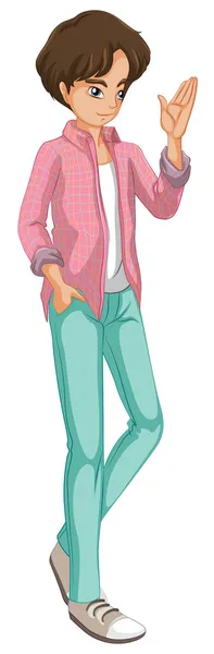 Un jeune homme avec une veste à carreaux — Image vectorielle