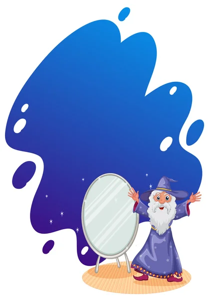 A wizard beside the mirror — Stock Vector