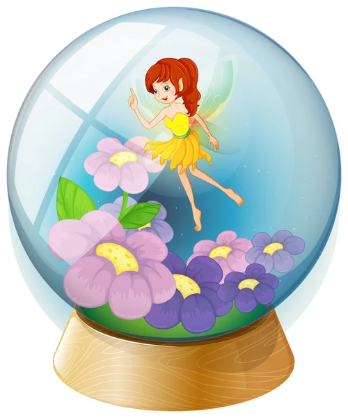 Un hada de las flores dentro de la bola de cristal — Vector de stock
