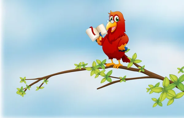 Un pappagallo che legge sopra un ramo di un albero Vettoriale Stock