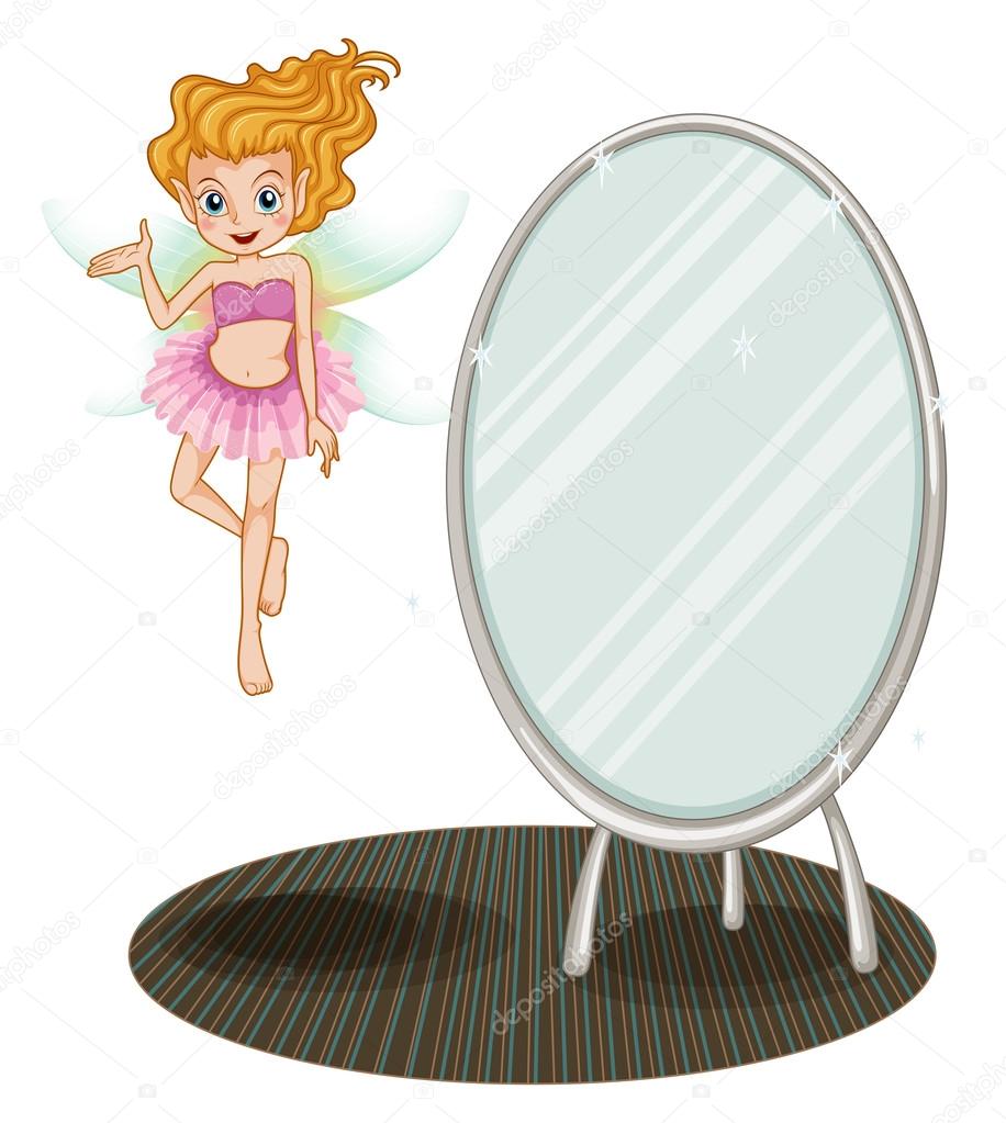 A fairy beside a mirror