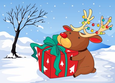 hediye tutarak bir Ren geyiği