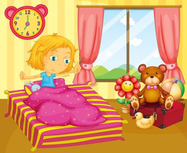 genç bir kız uyanıyor