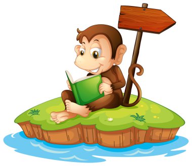 bir maymun ada bir kitap okuma