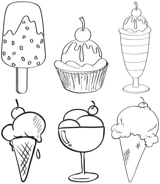 Ескізи різних десертів — стоковий вектор