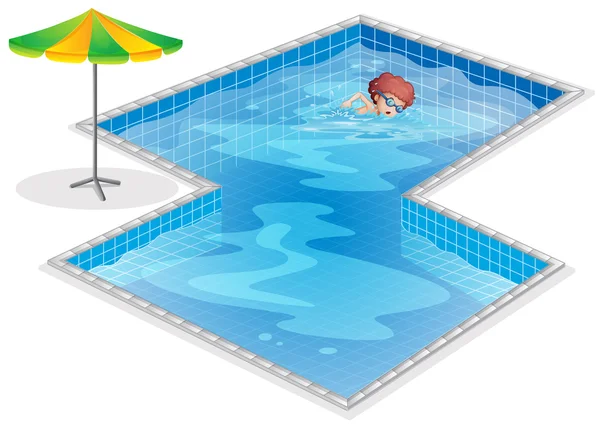 A boy practicing at the swimming pool — Stock Vector