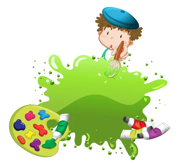 Un niño pintando — Vector de stock