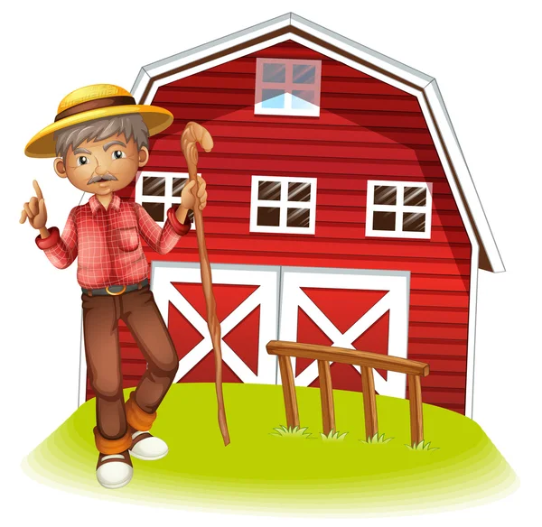 An old man in the barn — Stock Vector