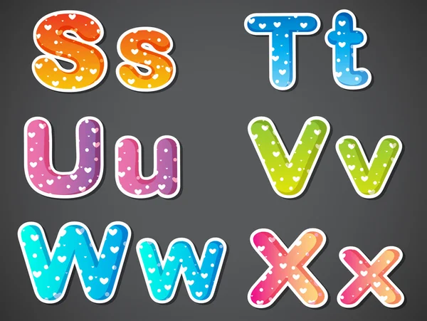 Sechs bunte Buchstaben des Alphabets — Stockvektor