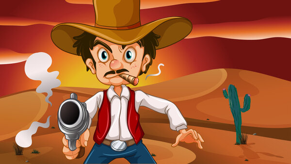 A mad cowboy with a weapon