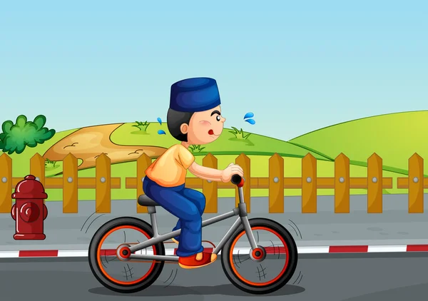 骑着一辆自行车汗穆斯林 — 图库矢量图片