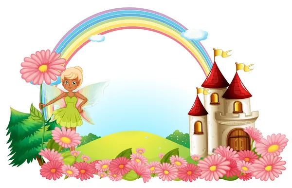 A pixie and a castle — Stock Vector