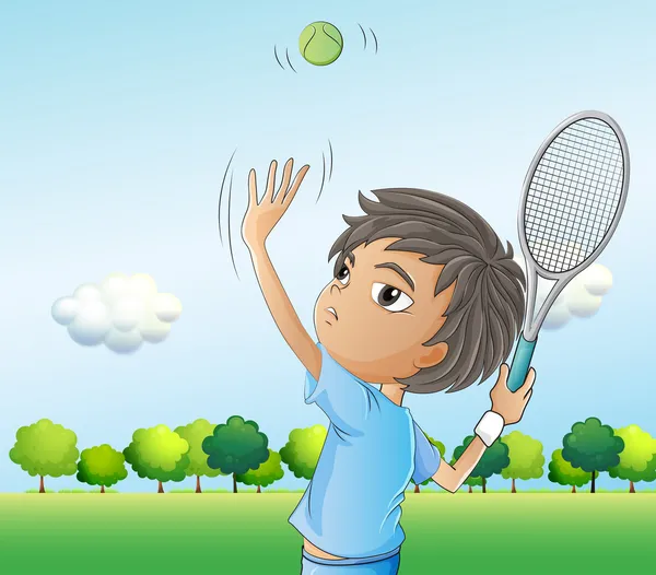 Un ragazzo che gioca a tennis — Vettoriale Stock