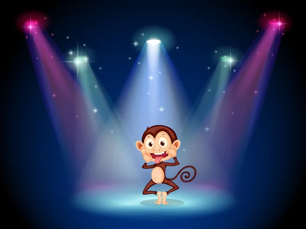 A silly monkey at the stage — Stock Vector